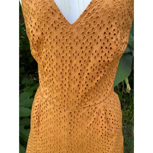 Lucky Brand Eyelet Blake Jumpsuit With Pockets Backless Orange Summer Size XS - Picture 2 of 8